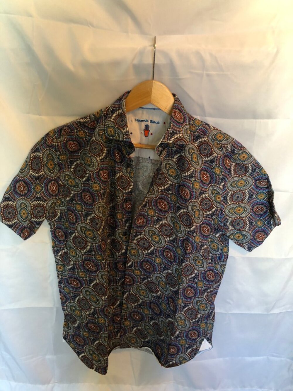 Mens Visconti Black Abstract Small short sleeve shirt